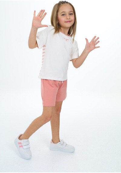 Toontoy Kids Toontoy Kız Çocuk Nakışlı Şortlu Takım Koyu Pudra