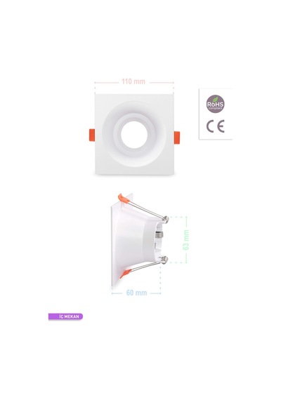 ACK Terra Alüminyum Modüler Spot Armatür Kare Beyaz 110mm-110mm Beyaz