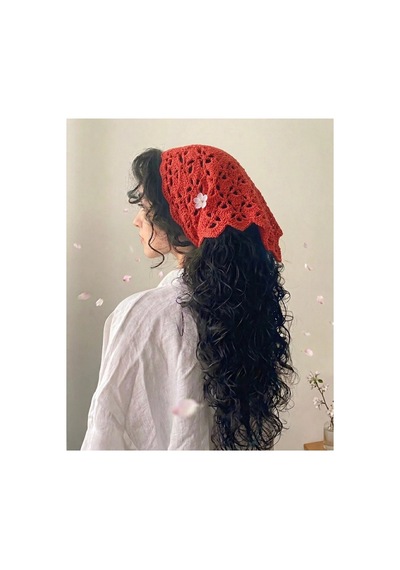Kırmızı Renkli Bandana, El Örgüsü Bandana Kırmızı Kırmızı