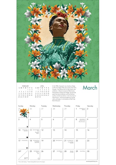 Frida Kahlo Mini Wall Calendar 2024 Art Calendar Çok Renkli
