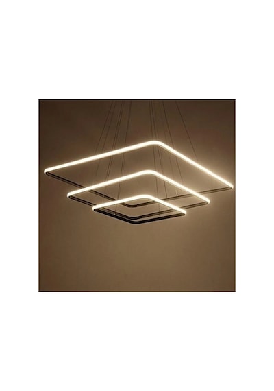 Modern Kare Siyah Kasa Led Avize Beyaz Işık