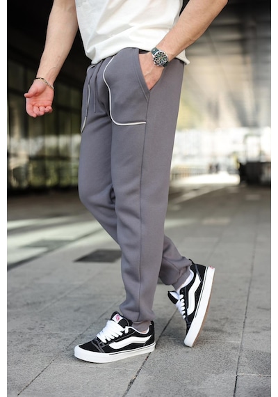 Madmext Füme Şerit Detaylı Jogger Eşofman Altı E6581 Füme