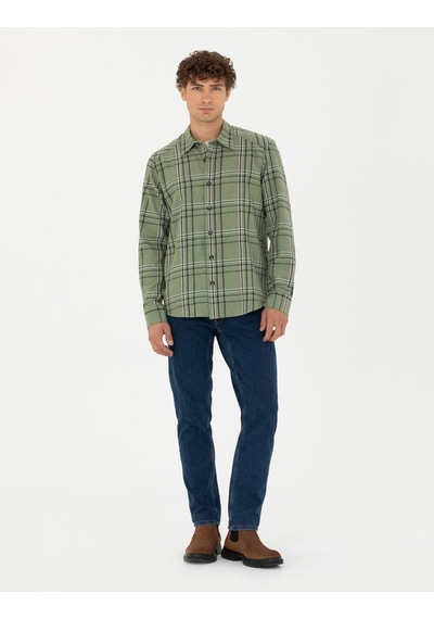 Pierre Cardin Erkek Haki Desenli Gömlek 50276542-vr027 Haki