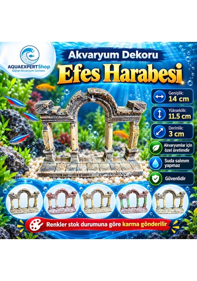 Akvaryum Dekoru - Efes Harabeleri - Salınım Yapmaz - Balıklar İçin Güvenli