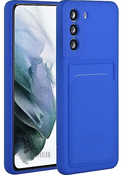 Samsung Uyumlu Galaxy A55  Kartlıklı Silikon Kılıf Kamera Korumalı Esnek Pastel Kapak-lacivert