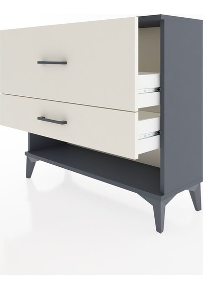 Arges Şifonyer 2 Çekmeceli 88x30x80 Antrasit-aytaşı Antrasit
