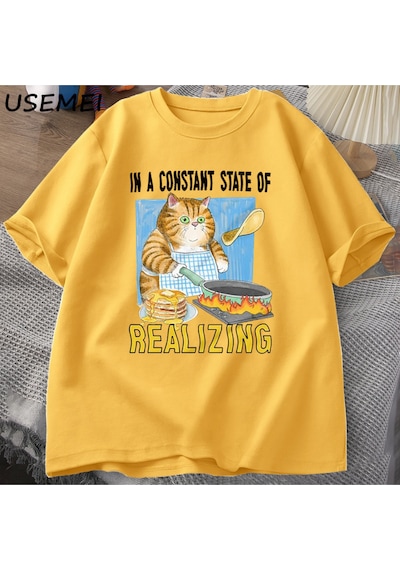 Flood Of Style Kedi Gerçekleştirerek Sabit Bir Devlet T Shirt Erkekler Kadınlar Komik Kedi Pişirme T-shirt K Sarı Flood Of Style Kedi Gerçekleştirerek Sabit Bir Devlet T Shirt Erkekler Kadınlar Komik Kedi Pişirme T-shirt K Sarı