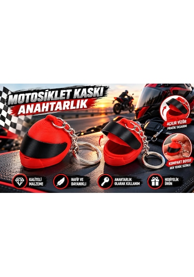 Motosiklet Anahtarlık , Kırmızı Motosiklet Kaskı Şeklinde Anahtarlık , Hediyelik Kask Motor Anahtarl