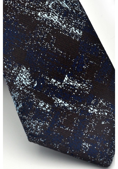 Gaffy Turkuaz Lacivert Desenli Kahverengi Dokuma Kumaş Mendilli Slim Fit Kravat // Sdk-2608-7 Turkuaz