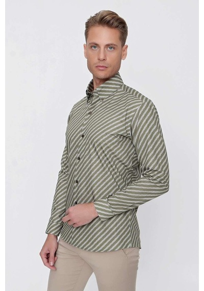 Efor G 1517 Slim Fit Haki Spor Gömlek Haki