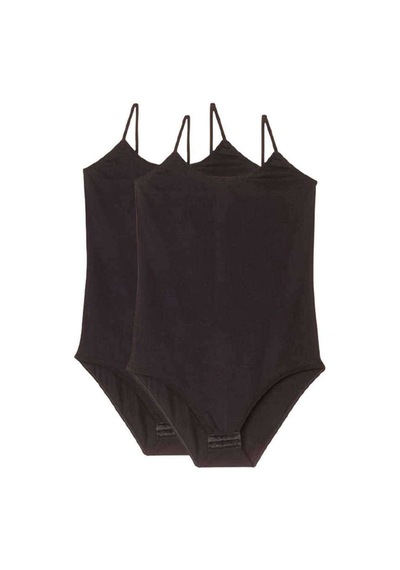 2 Adet Battal Beden İp Askılı Kadın Çıtçıtlı Body Siyah Beden: 2xl Çok Renkli