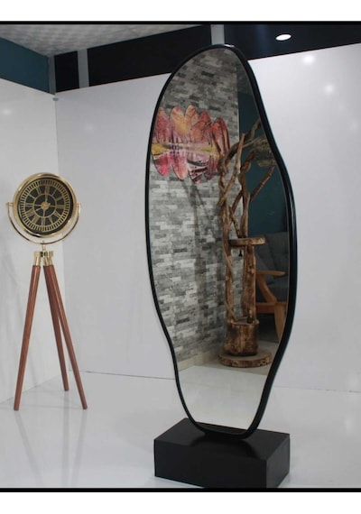 Asimetrik Ayna, Ultralüx Boy Aynası, 188x66 Cm Siyah 180 X 65 Siyah