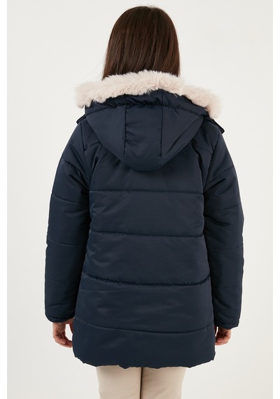 Lela Içi Peluş Astarlı Kapüşonlu Şişme Kız Çocuk Mont 6035034 Lacivert