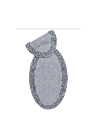 Cotton Special %100 Pamuk 2'li Oval Osmanlı Desen Pamuklu Klozet Takımı Gri Renkli