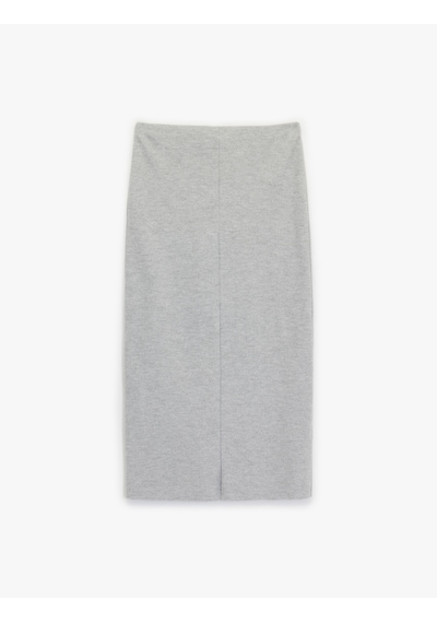 Koton Slim Fit Midi Nervür Detaylı Kalem Etek Gri 6wak10085ek Gri