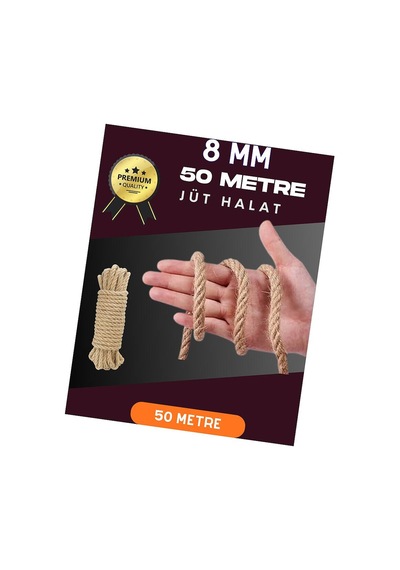8 Mm 50 Metre Jüt Halat Dekoratif Hasır İp Urgan Süs Evimdeyokyok