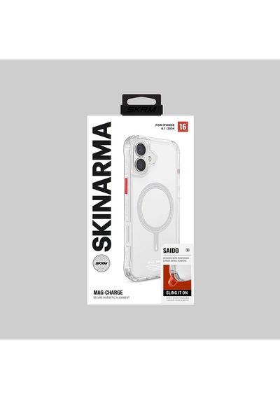 Apple iPhone 16 Uyumlu Kılıf Skinarma Şeffaf Airbag Tasarımlı Magsafe Şarj Özellikli Saido Kapak Şeffaf