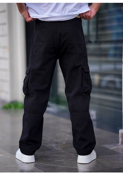 Erkek Kargo Cep Baggy Pantolon Rengi Siyah
