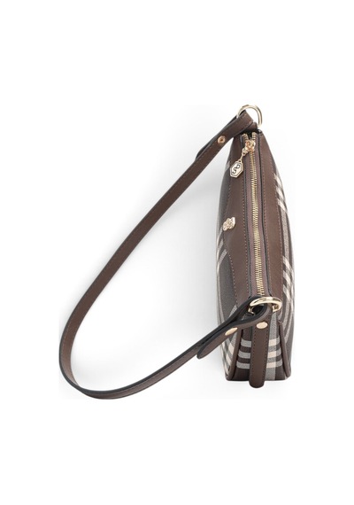 Silver & Polo Silver Polo Kahve - Kahve Çizgili Ekose Kadın Çapraz Çanta Sp1274
