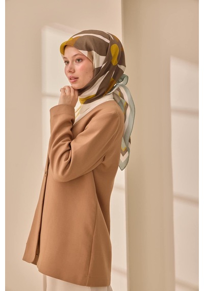 Silk Home Aura Eşarp 140001-09 Koyu Mint, Hardal, Kahve, Yağ Yeşili, Sütlü Kahve
