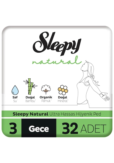Sleepy Natural Ultra Hassas Hijyenik Ped Gece 32 Adet