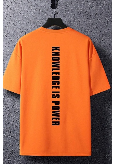 Uyguntarz Unisex Knowledge İs Power Baskılı Tasarım Tshirt Turuncu