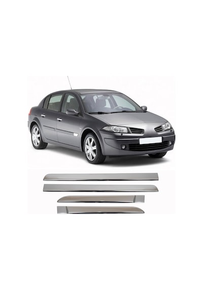 Renault Megane 2 Uyumlu 2002-2010 Krom Yan Kapı Çıtası 4 Parça Paslanmaz  Çelik