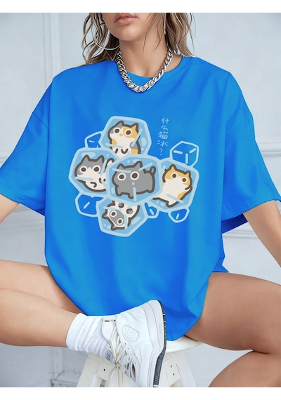 Noıssey Urban Pop Graphic Kadın Tişört Koleksiyonukod 5114 Bebe Mavi
