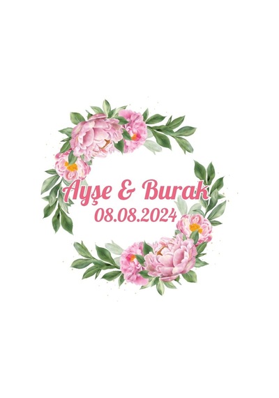 Kuşlu Ve Çiçekli Kış Etiketi Kına Nişan Düğün 3x3 Cm Özel Etiket / 50 Adet Sticker Beyaz