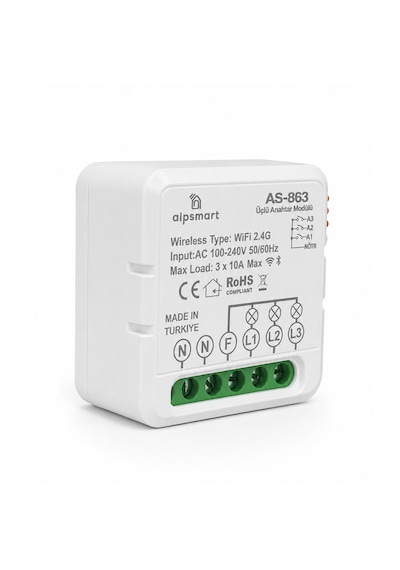 As-863 Akıllı Wifi Üçlü Duvar Anahtarı Modülü Tuya Uyumlu 1