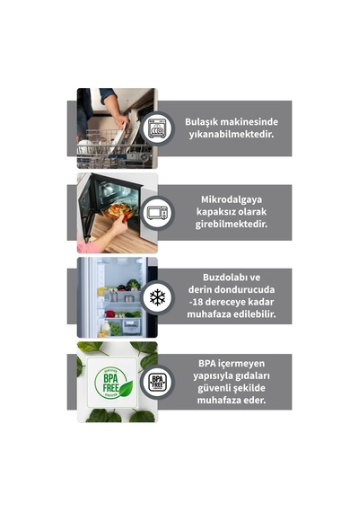 İronika 12'li 800 Ml Buzluk Kabı Derin Dondurucu Difriz Saklama Kabı Seti Antrasit