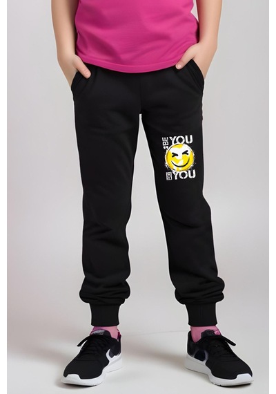 Panios Kids Be You Emoji Baskılı Kız Çocuk Tişört Ve Eşofman Alt-üst Takım Fuşya