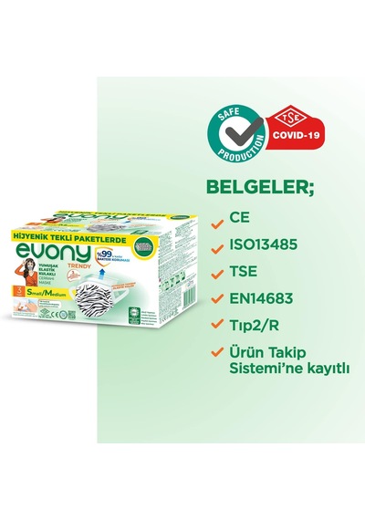 Elastik Kulaklı Trendy Maske Tekli Paketlenmiş 200 Adet