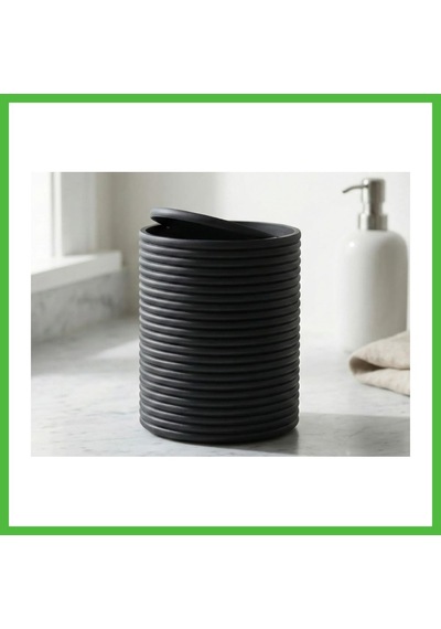 Vaveni 3d Baskı Mini Yivli Çöp Kutusu Sallanır Kapaklı Masaüstü Banyo Makyaj Masası Kovası 12x9 Cm Antrasit Arz