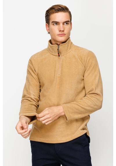 İgs Erkek Camel Standart Yarım Fermuar Polar Camel