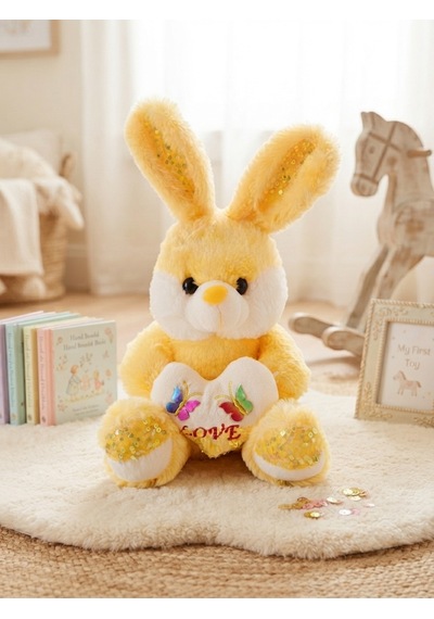 Peluş Pullu Tavşan-50 Cm Sarı