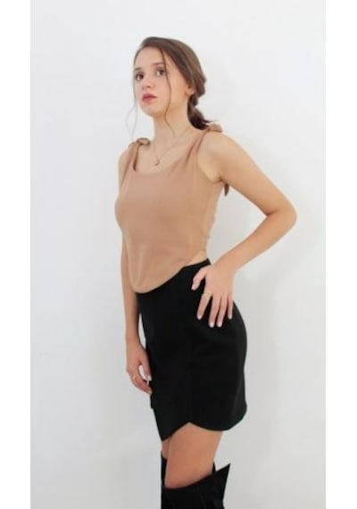 Mois Atelier Nude Balenli Crop Top, Tasarım, Hediye, Büyük Beden Nude