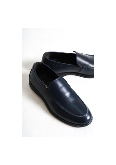 Mubiano Hakiki Deri 22103d-lcv Lacivert İnce Taban Erkek Loafer Lacivert