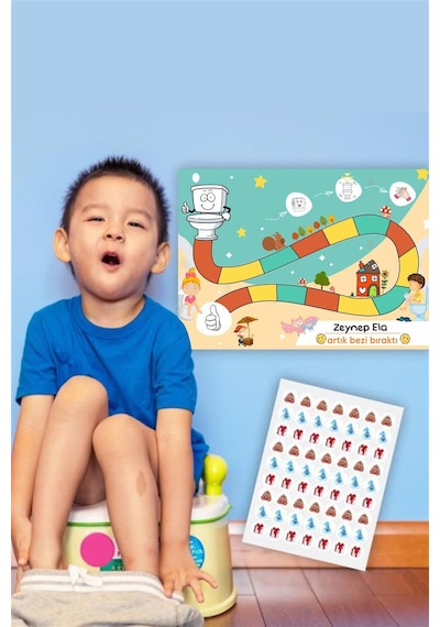 Eğlenceli ve Eğitici Tuvalet Eğitimi Sticker Panosu 29x42cm