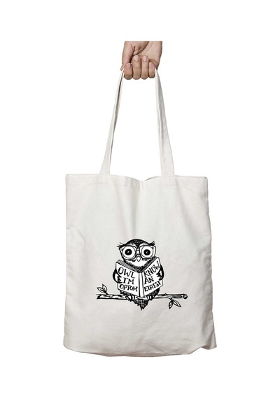 Art Hediye Optometry Owl By İki Tarafı Kalıcı Baskılı Yıkanabilir Çanta Çok Renkli
