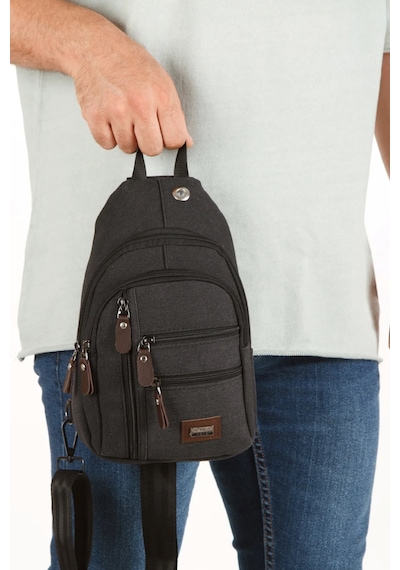 Newish Polo Body Bag Usb Çıkışlı Çapraz Göğüs Ve Sırt Çantası-kanvas 2334 Siyah