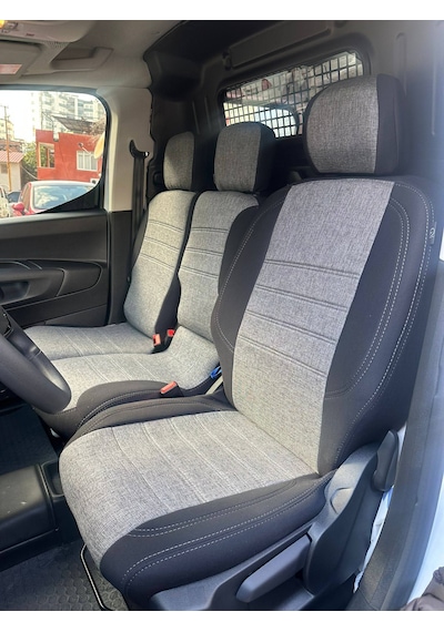 Citroen Berlingo Panelvan Uyumlu Araca Özel Oto Koltuk Kılıfı 158556 Siyah-Gri