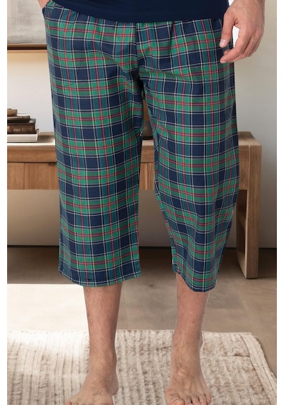 Mecit Pijama Mecit 3005 Lacivert Ekoseli Erkek Capri Alt Pijama Lacivert