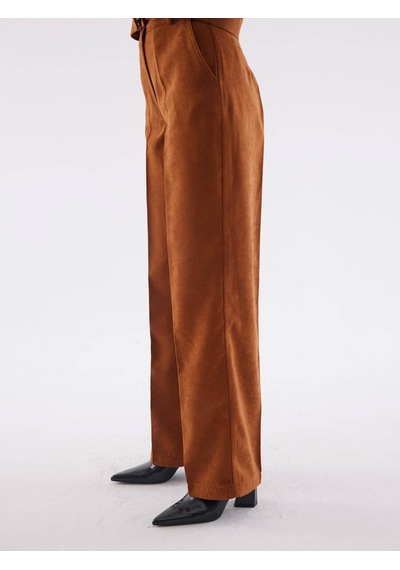 Süet Camel Bol Paça Pantolon 001