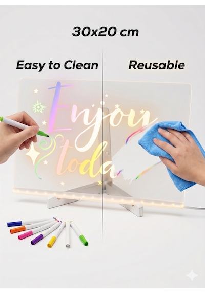 12 Inc Led Işıklı Çizim Tahtası Ayarlanabilir Stant Ve Kalemleri Çizim Tahtası 30x20 5131 4160980