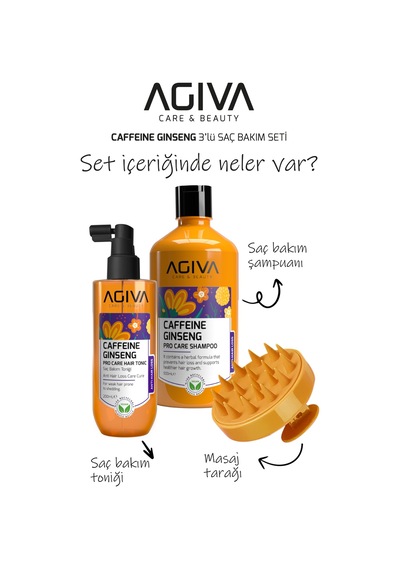 Caffeine Ginseng Şampuan 500 Ml & Saç Toniği & Masaj Tarağı 3'lü Set