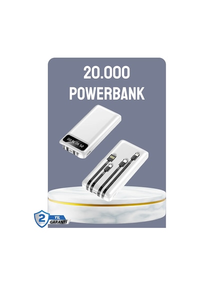 Hızlı Şarj Destekli 20.000mah Powerbank Usb Type-c Lightning Lcd Beyaz 01757997