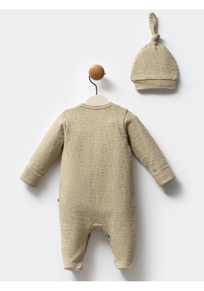 Moi Noi Baby Moi Noi 2li Şapkalı Baskılı Tulum - Haki