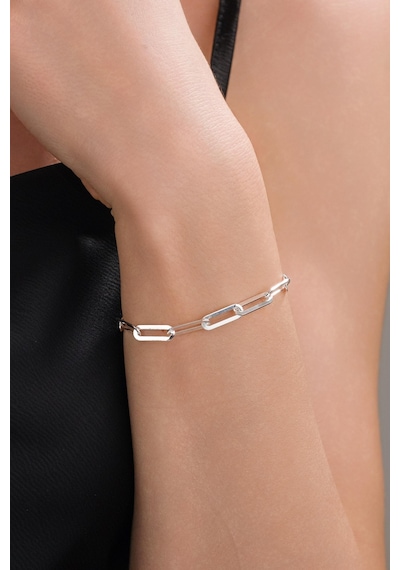 Gümüş Ataç Sade Zincir Hallow Taşsız Bileklik Rose Gold