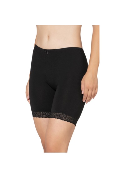 Özkan Underwear Özkan 27559 Kadın Pamuklu Modal Kumaş Paçası Dantel Detaylı Yüksek Bel Diz Üstü Tayt Esnek Rahat Yumuşak Siyah